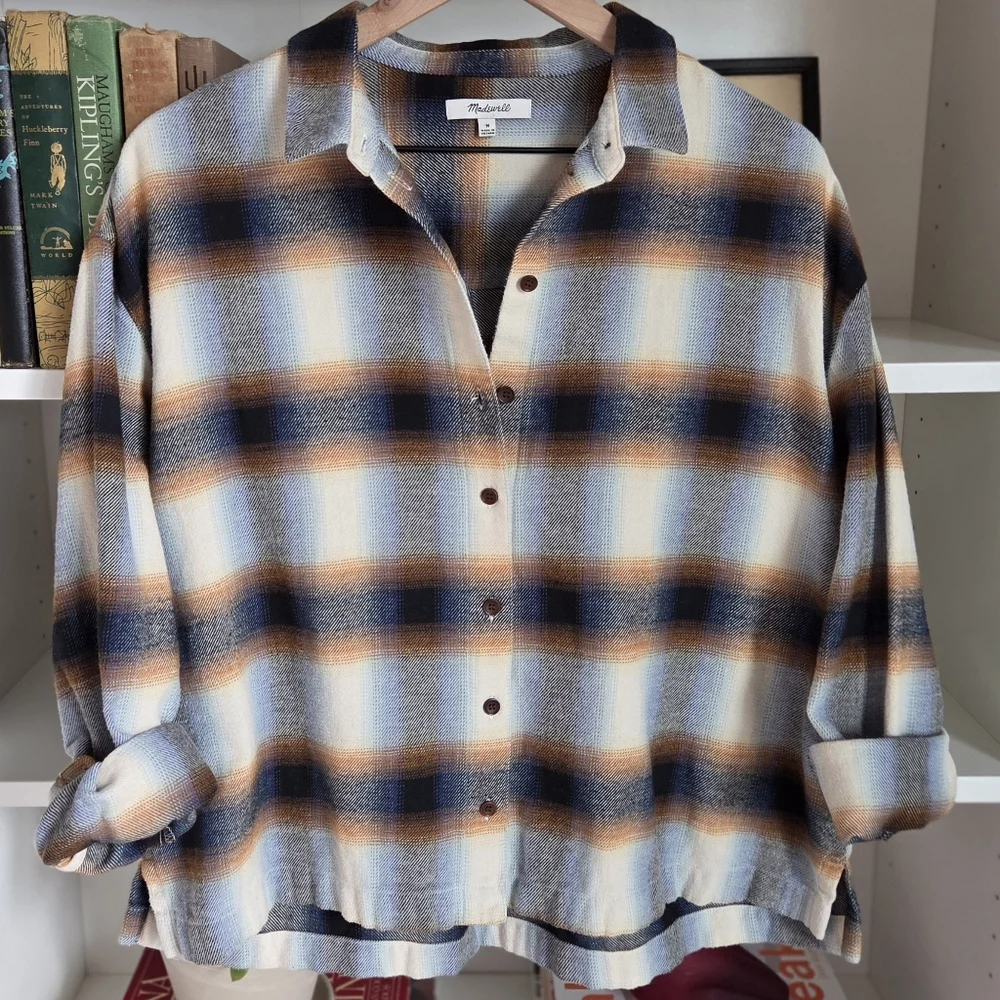 Madewell Plaid Button Down Shirt Soft Cotton Flannel Size M - Picture 2 of 5